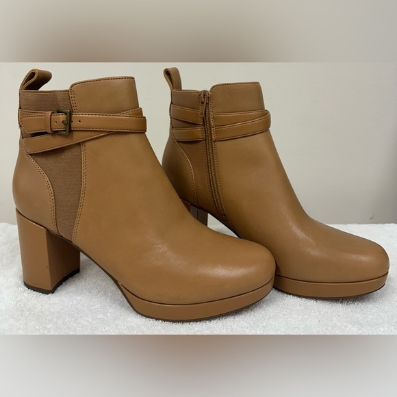 Vionic Nella Women's Boots Size 8 Napa Tan Leather Comfort Platform Booties - Picture 3 of 9